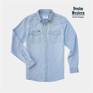 Poncho Denim Western Shirt with Pearl Snaps